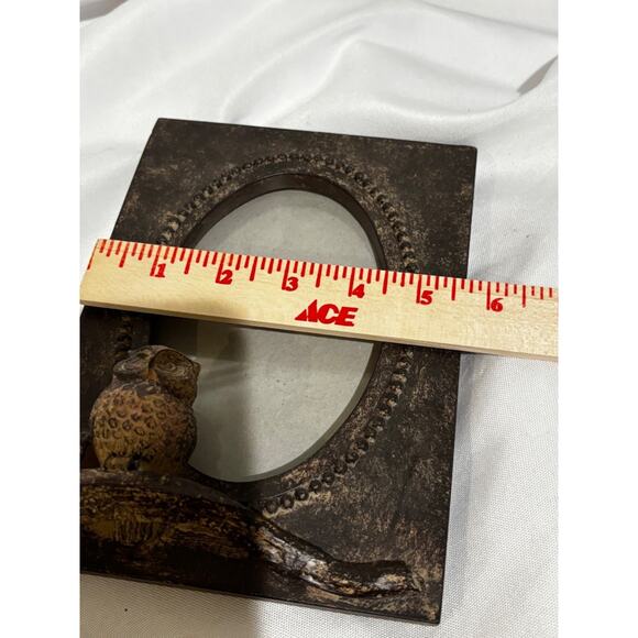 3D Owl Picture photo Frame oval Resin Stone Cabin Country Nature Shabby Chic - Picture 6 of 9